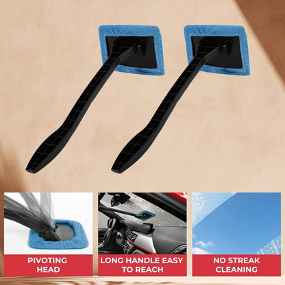 Interior Windshield Cleaner - Long Handle Car Windshield Cleaner Interior Windshield Cleaning Fog Moisture Removal - - Image 2