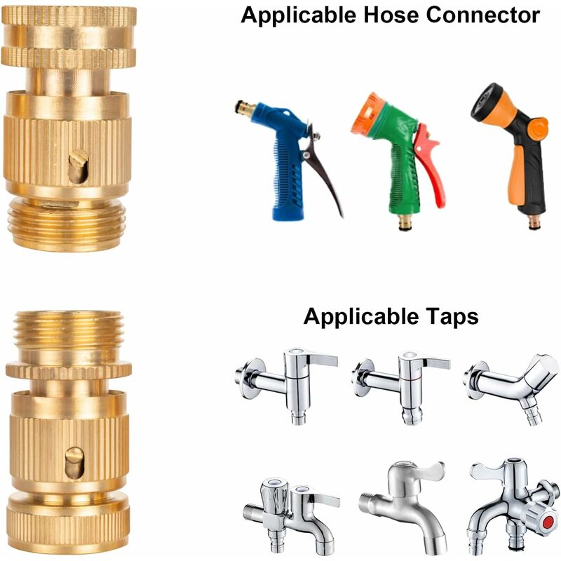 2 pcs 3/4 Inch Brass Quick Connect Garden Hose Connectors - Image 3