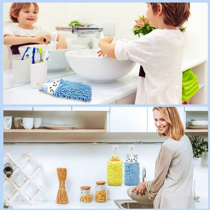 Cute Animal Hanging Hand Towel, Soft And Plush Microfiber Towel Quick Dry Absorbent Towels With Hanging Loop For - Image 2