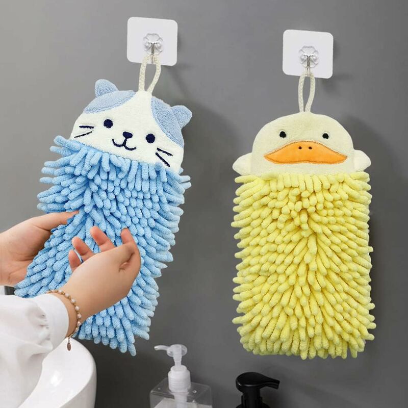 Cute Animal Hanging Hand Towel, Soft And Plush Microfiber Towel Quick Dry Absorbent Towels With Hanging Loop For - Image 3