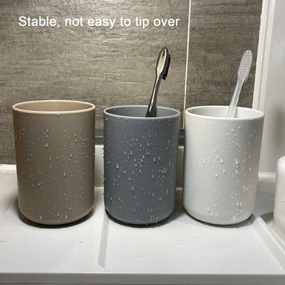 Bathroom Tumbler, Toothbrush Holder, 3 pcs Set, Food Grade Plastic, Absolutely Unbreakable (White, Gray, Brown) - Image 2