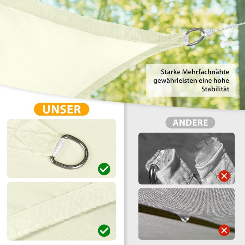 Sun Shade Sail Rectangular Sunshade, Water Repellent, Sunshade For Patio, Garden, Balcony, Polyester Fabric 300 X 400 - Image 4