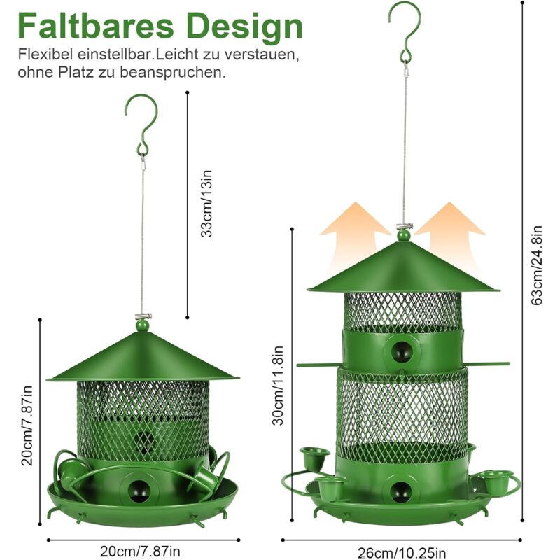 27Cm Hanging Bird Feeder, Outdoor Waterproof Hummingbird Lantern Feeder, 2.5L Weatherproof Large Capacity Seed - Image 3