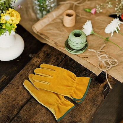 Cowhide Work Gloves, For Drivers, Diy, Gardening, Storage, Farm Work, Multifunctional (L, Yellow) - Image 3