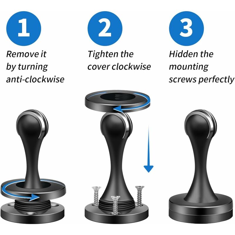 Magnetic Door Stop Brushed Stainless Steel Satin Nickel Black Floor Mounted For Bedroom Bathroom Kitchen Office - Image 4