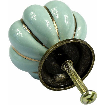 10 pcs Vintage European Style Ceramic Pumpkin Cabinet Knobs Dresser Cupboard Drawer Pull Handles Knobs, Light Blue - Image 2
