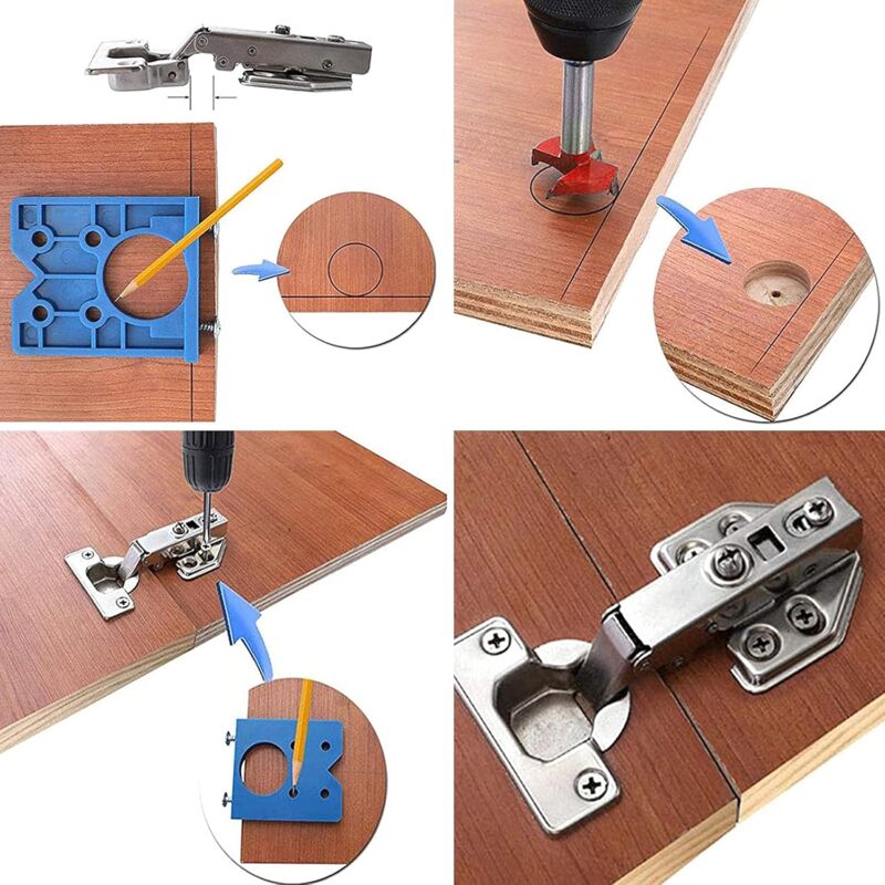 1 pcs Hinge Jig Drill Bit Sets, Hole Locator Bits, Drilling Jig For Hinges (35Mm Hinge Drilling Jig + Drill Bit Set) - Image 2