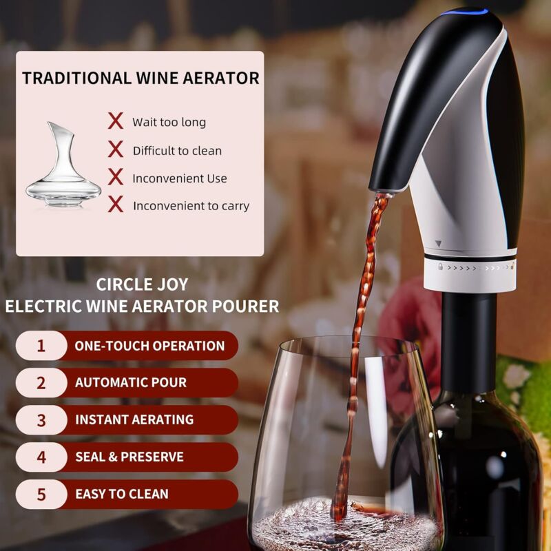 Electric Wine Aerator Pourer Rechargeable 3-In-1 Wine Decanter Dispenser Preserver Penguin Shape Gifts For Wine Lovers, - Image 3