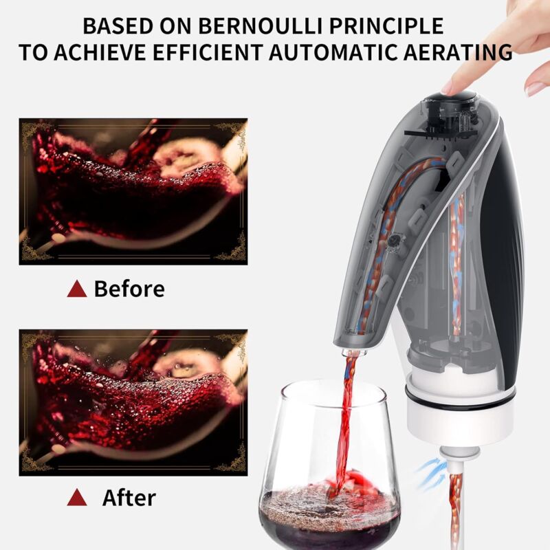 Electric Wine Aerator Pourer Rechargeable 3-In-1 Wine Decanter Dispenser Preserver Penguin Shape Gifts For Wine Lovers, - Image 4