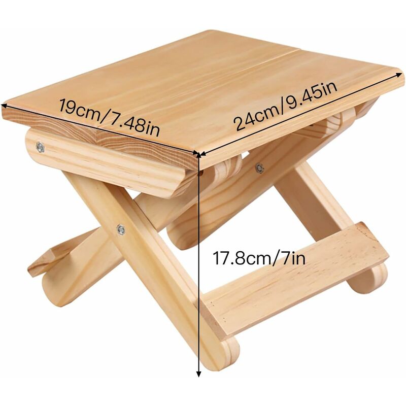 Solid Wood Folding Step Stool For Home, Play, Fishing, Garden, 24X19X17.8 Cm - Image 2