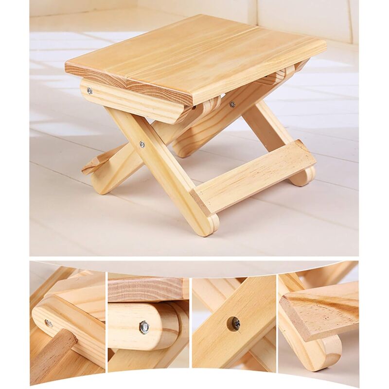 Solid Wood Folding Step Stool For Home, Play, Fishing, Garden, 24X19X17.8 Cm - Image 4