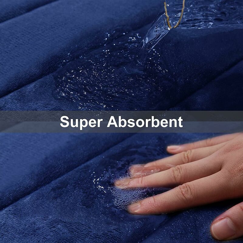 Memory Foam Bath Mat Non-Slip Backing Soft Water Absorbent Bath Mat For Toilet Bathroom, Memory Foam, Navy Blue, 50 X - Image 3