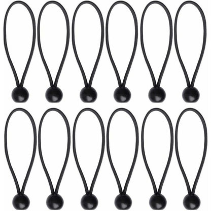 12 pcs Black Tarpaulin Bungees Balls Tarp Bungee Cord For Banner, Tarpaulins, Pavilions, Tents, Tent Bungee Hooks,