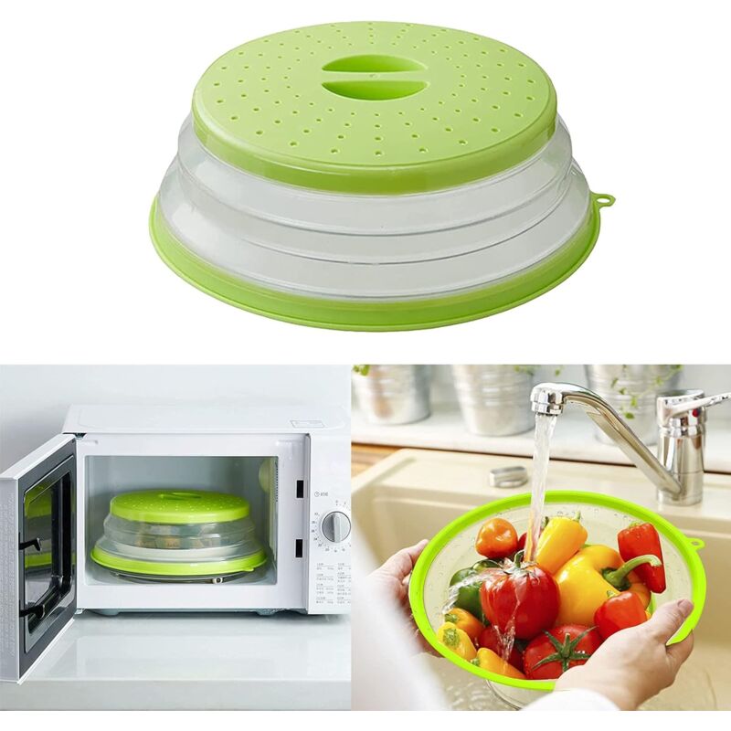 Foldable Microwave Cover, 2 Pieces Foldable Microwave Cover, Food Heating Cover Microwave Splatter Cover With Steam - Image 3