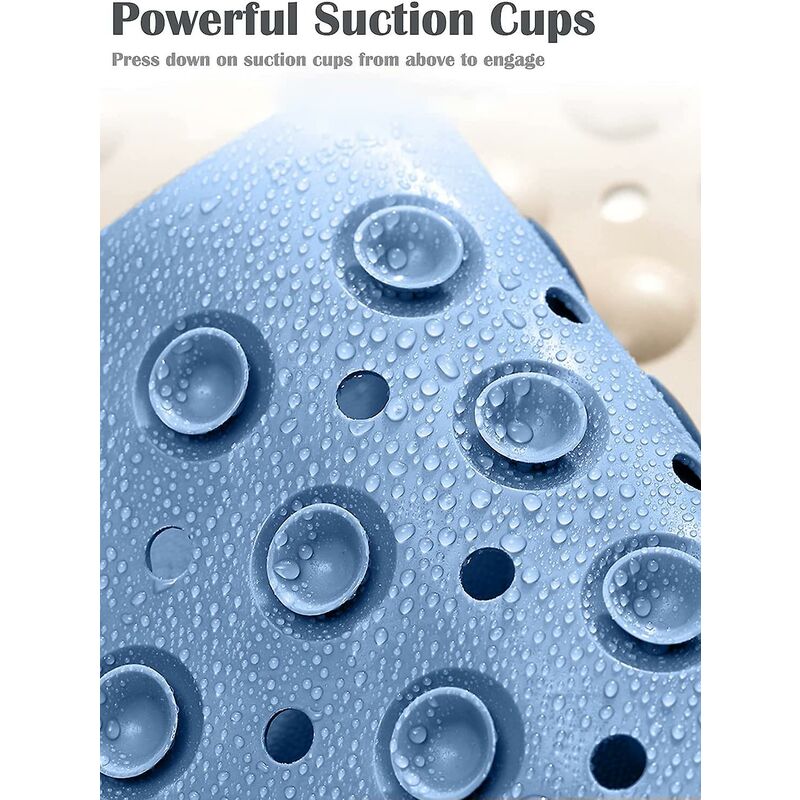 Non-Slip Shower Mat 70 X 40Cm Massage Bath Mat, Bath Mat With Drainage Holes And Suction Cups - Blue - Image 3