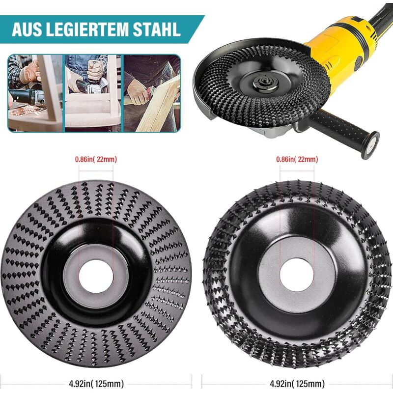 2 Pieces Wood Discs For Angle Grinder Ø 125 Mm X 22.2 Mm, Fast Cutting Wood Grinder And Sanding Discs For Angle - Image 3