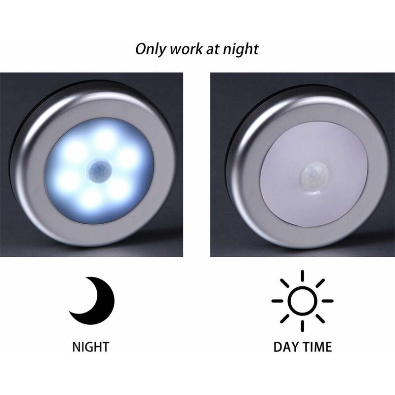 Wireless LED Motion Sensor Light For Closet, Stairs, Hallway, Kitchen, Bedroom (6 pcs) (Silver Shell (White Light) - Image 3