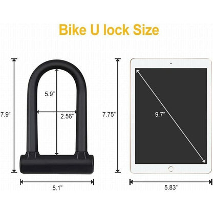Bicycle U-Lock + Steel Cable Lock With Bracket 2 In 1 Flexible U-Lock Steel Cable - Image 3