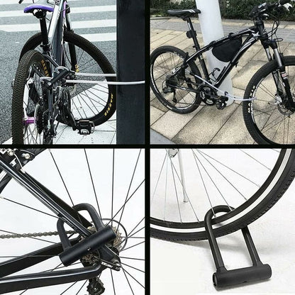 Bicycle U-Lock + Steel Cable Lock With Bracket 2 In 1 Flexible U-Lock Steel Cable - Image 4