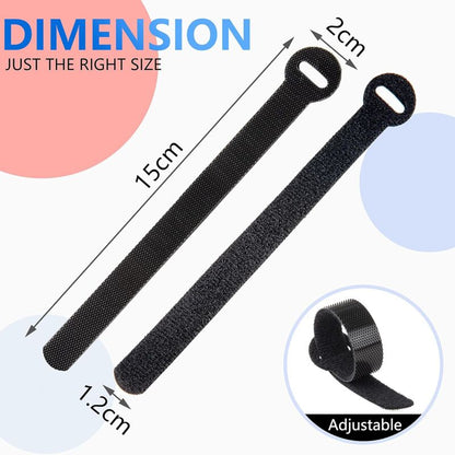60 Pack Black Reusable Cable Ties Adjustable Hook And Loop Cable Management For Pc Cable Organizer Tv Office - Image 2