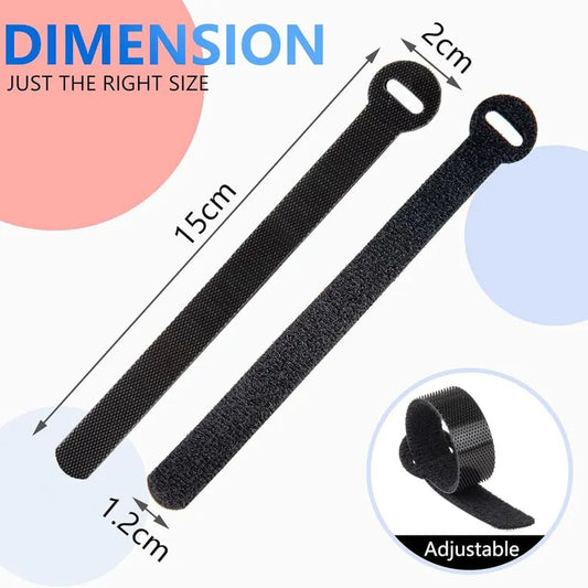 60 Pack Black Reusable Cable Ties Adjustable Hook And Loop Cable Management For Pc Cable Organizer Tv Office - Image 2