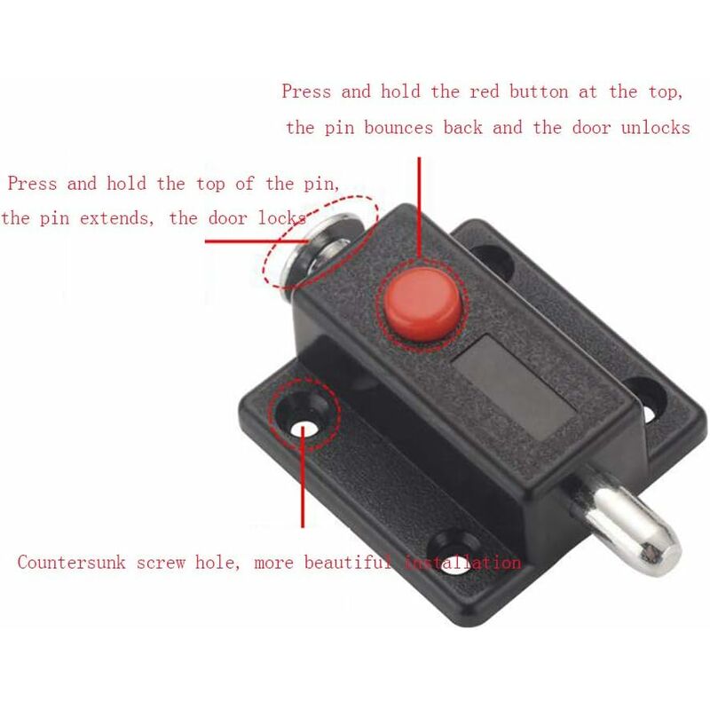 4 pcs Spring Window Cabinet Knob Automatic Door Latch Lock Furniture Cabinet Drawer Door Lock With Spring Knob - Image 4