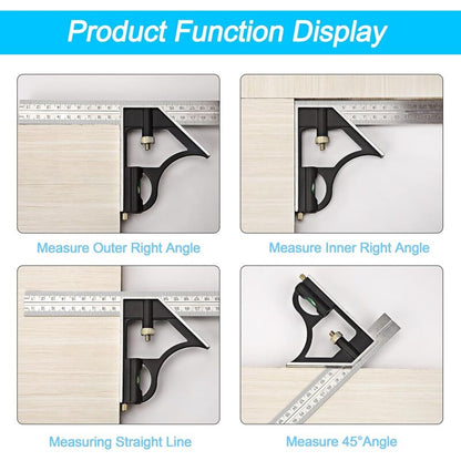 Metal Combination Square Multi-Function Carpentry Ruler Combination Angle Ruler With Zero Level Protractor Straight - Image 4