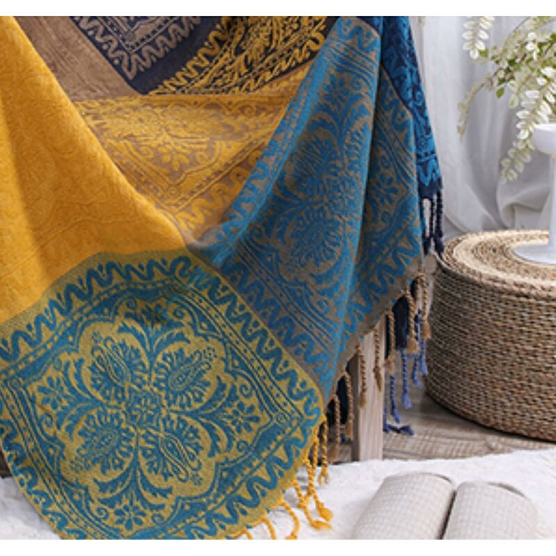 Cotton Single Sofa Blanket, Knitted Fringed Blanket, Double Sided Patchwork, Decorative Warm Blanket For Home Office - Image 4