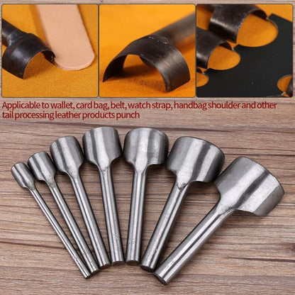 7 pcs Half ROund Diy Leather Craft Tools Arc Shape Belt End Cutter Leather Strap Semicircle Punch Tools (10-40Mm) - Image 4