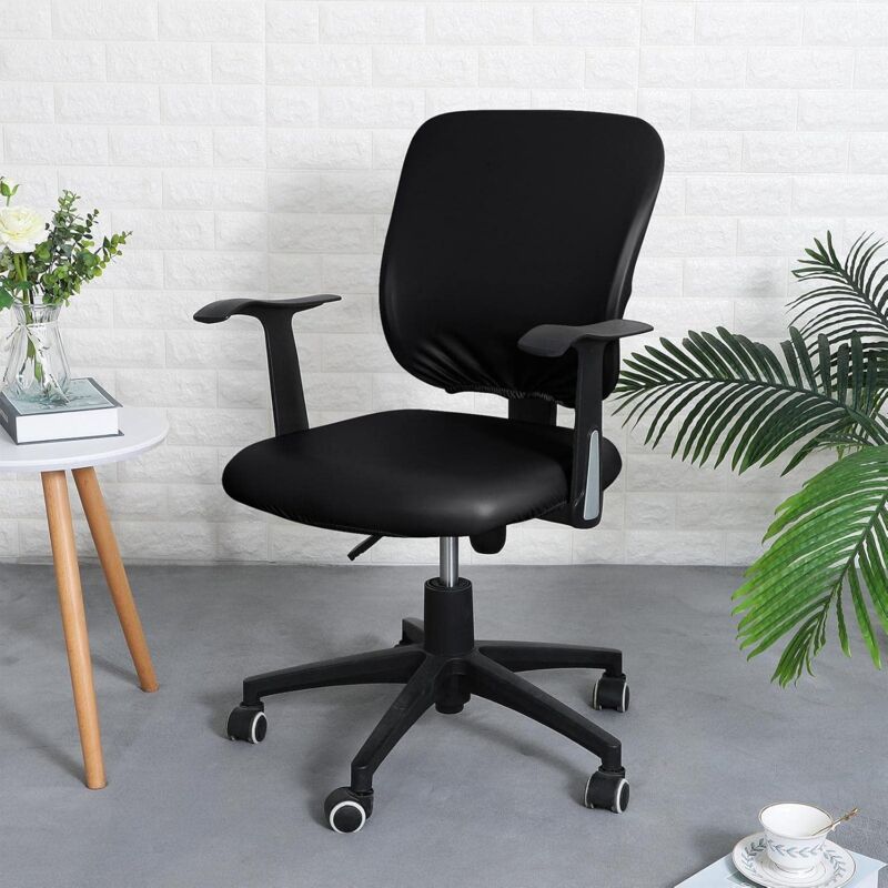 Pu Office Chair Cover Removable Stretch Armchair Cover Swivel Chair Protector Waterproof Oilproof For Banquet Home, - Image 3