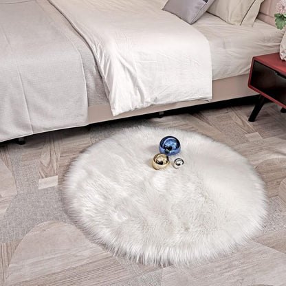Faux Sheepskin Faux Lambskin Rug Fluffy Soft Longhair Decorative Sofa Chair Cushion Mat (White, 45X45Cm) - Image 3