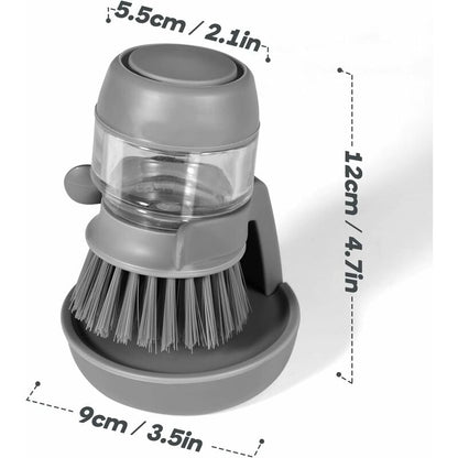 Soap Dispensing Dish Brush, Kitchen Hand Brush For Cleaning Dishes, Pots, Pans And Sinks -- Gray V014Dcbgre One Size - Image 2