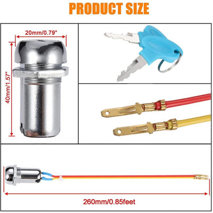 2 Wire Ignition Switch, Key Start Switch With 2 On-Off Buttons For Electric Scooter Atv Moped Go Kart - Image 4