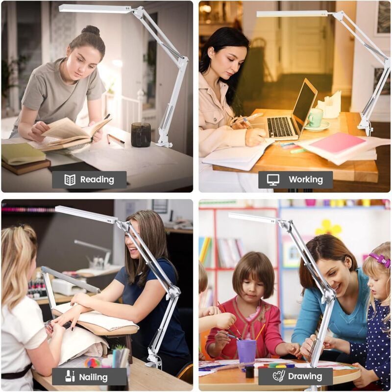 LED Desk Lamp - Powerful LED Desk Lamp With Clip - Eye Protection LED Desk Lamp - 3 Lighting Modes X 10 Brightness - Image 2