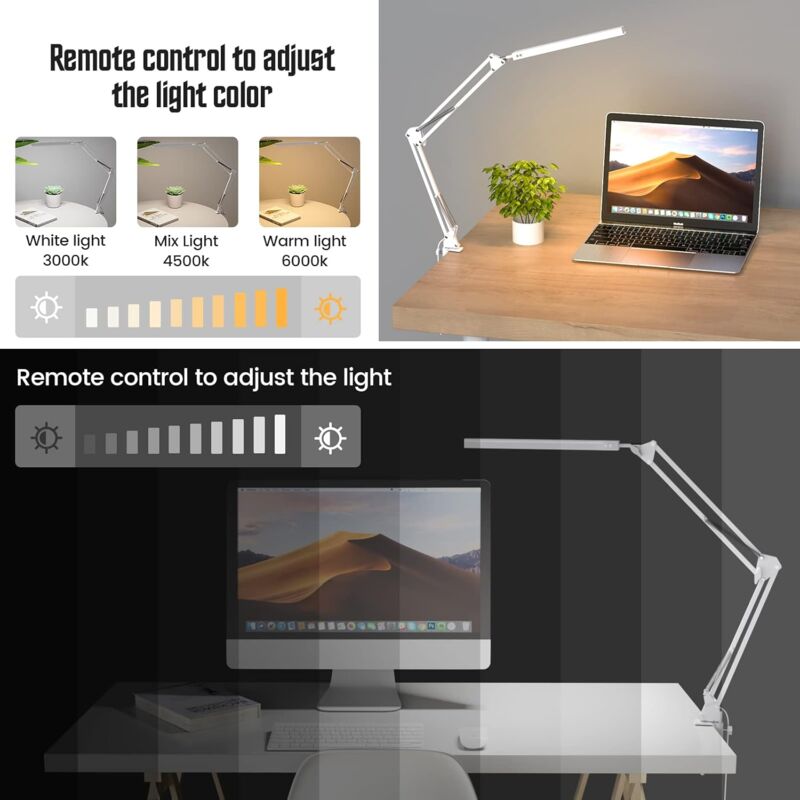 LED Desk Lamp - Powerful LED Desk Lamp With Clip - Eye Protection LED Desk Lamp - 3 Lighting Modes X 10 Brightness - Image 3