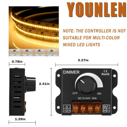 LED ROtary LED Dimmer Switch Dimming Controller Dc 12V-24V 30A Pwm Dimmer Knob For Adjusting Brightness(2 Pack) - Image 3