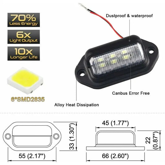 Universal 6LED LED License Plate Light Door Step Light For Trailer Rv Truck 2 Pack - Image 2