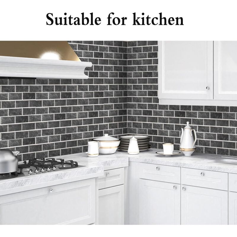 Kitchen Tile Stickers, 12 Pieces Self-Adhesive Tile Sticker Waterproof Pvc Tile Stickers Self-Adhesive Wall Tile - Image 3