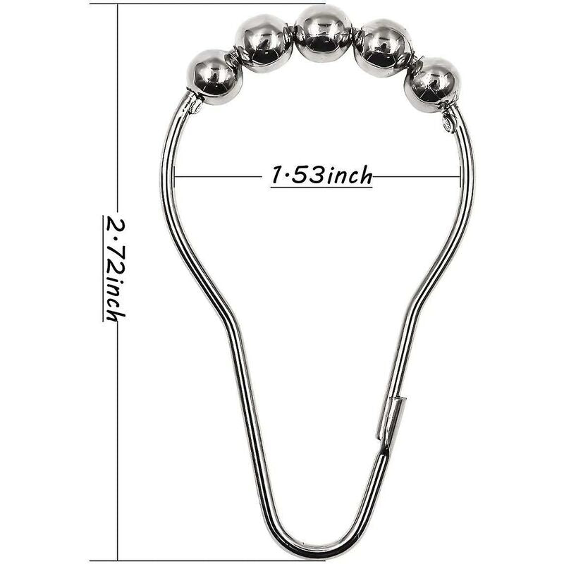Stainless Steel Shower Rings, 12 Pieces Shower Curtain Hooks Small S Hooks For Bathroom Shower ROd (Silver) - Image 2