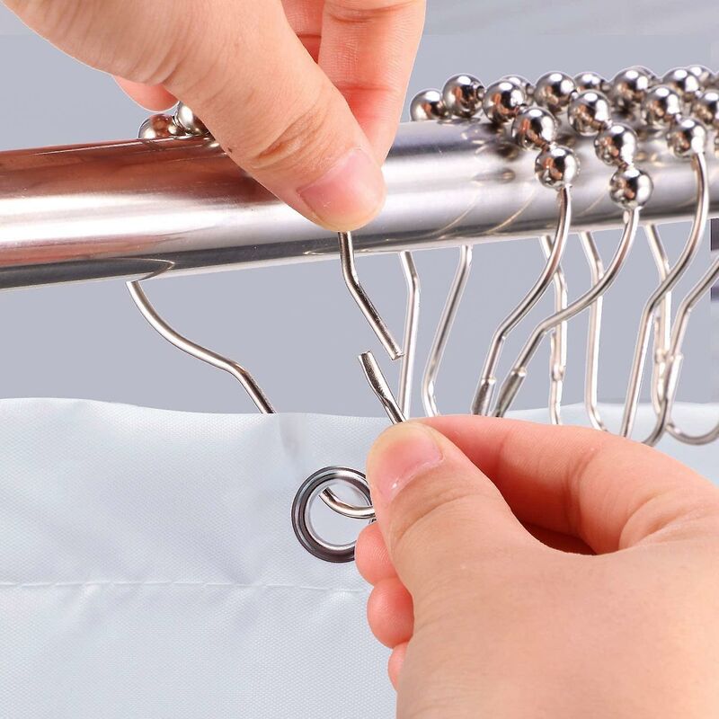 Stainless Steel Shower Rings, 12 Pieces Shower Curtain Hooks Small S Hooks For Bathroom Shower ROd (Silver) - Image 4