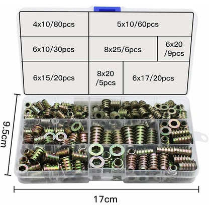 230 pcs Zinc Alloy Hex Threaded Insert Nuts Threaded Insert Nuts External Thread M4 M5 M6 M8 For Wood Furniture Nut - Image 2