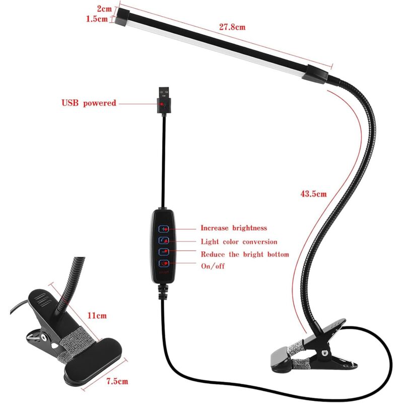 8W Dimmable Usb Desk Lamp With 3 Modes (Cool/Warm/Natural) 10 Brightness Levels LED Desk Lamp For Office, Education, - Image 2