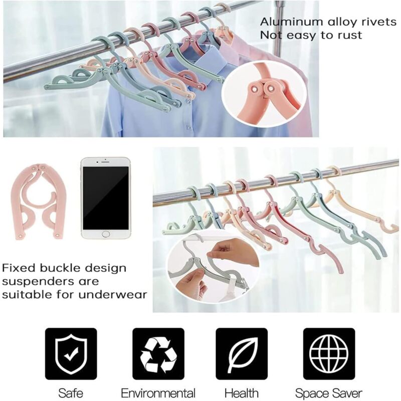 12 Pack Portable Foldable Plastic Travel Hangers Space Saving With Non-Slip Multi-Functional Travel Accessories For - Image 3