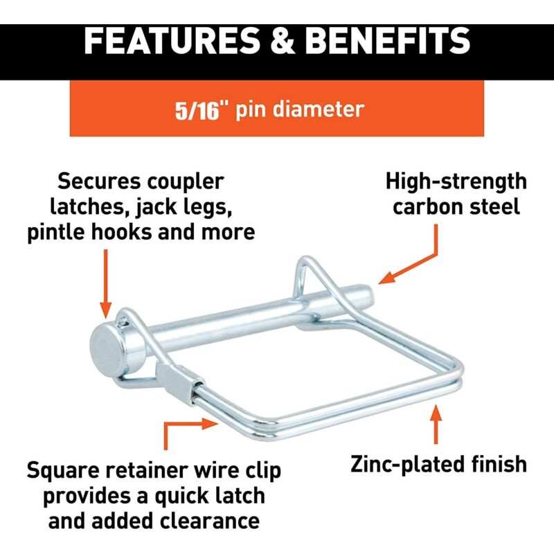 12 pcs Square Locking Pin 5/16 Inch (8Mm) High Quality Galvanized Carbon Steel Safety Self Locking Pin For Tractor Farm - Image 4
