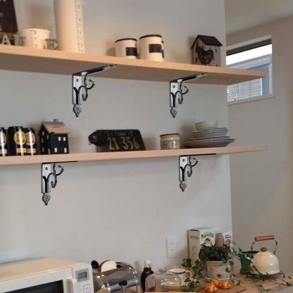 2 pcs Wall Shelf Brackets, 90 Degree Triangle Shelf Brackets, Metal Angle Bracket For Bookshelf, Kitchen - Black - Image 3