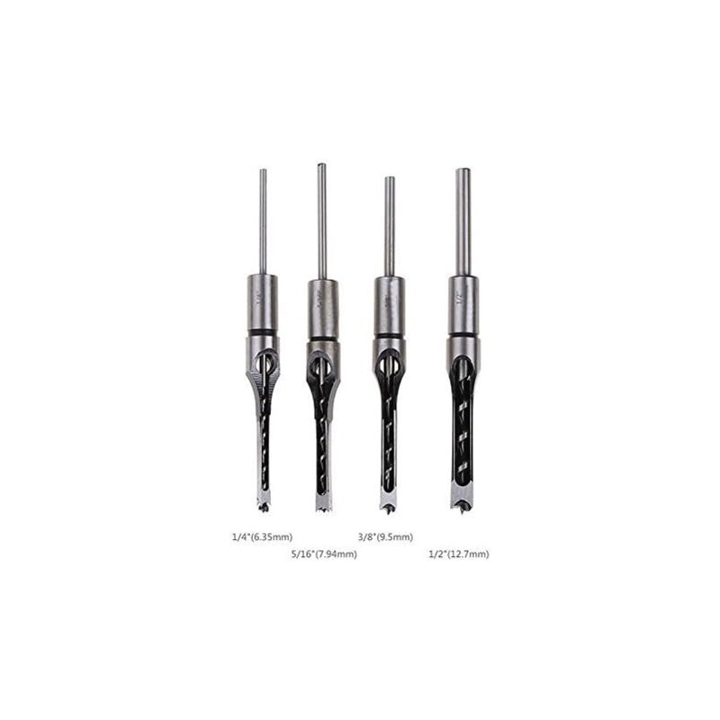 4 pcs Chisel Set Square Hole Drill Bits, Steel Hollow Chisel Woodworking Tools Set (1/4-1/2-5/16-3/8 Inch) - Image 3