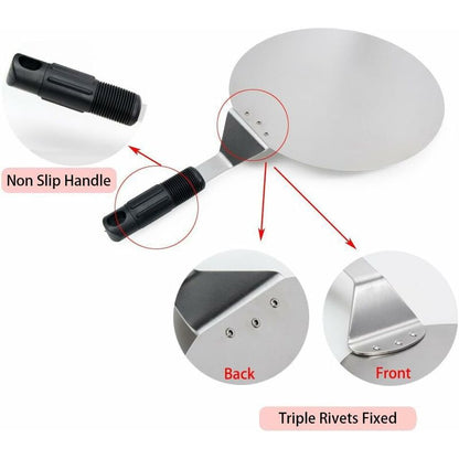 ROund Stainless Steel Pizza Peel With Non-Slip Handle Ideal For Cakes, Pizzas, Pies - Image 3