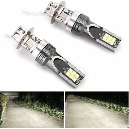 2 pcs LED Headlight Bulb, 2525 12LED Car Vehicle Headlight Replacement For H3 Headlight Bulb Dc12V-24V White 6500K-7500K - Image 2