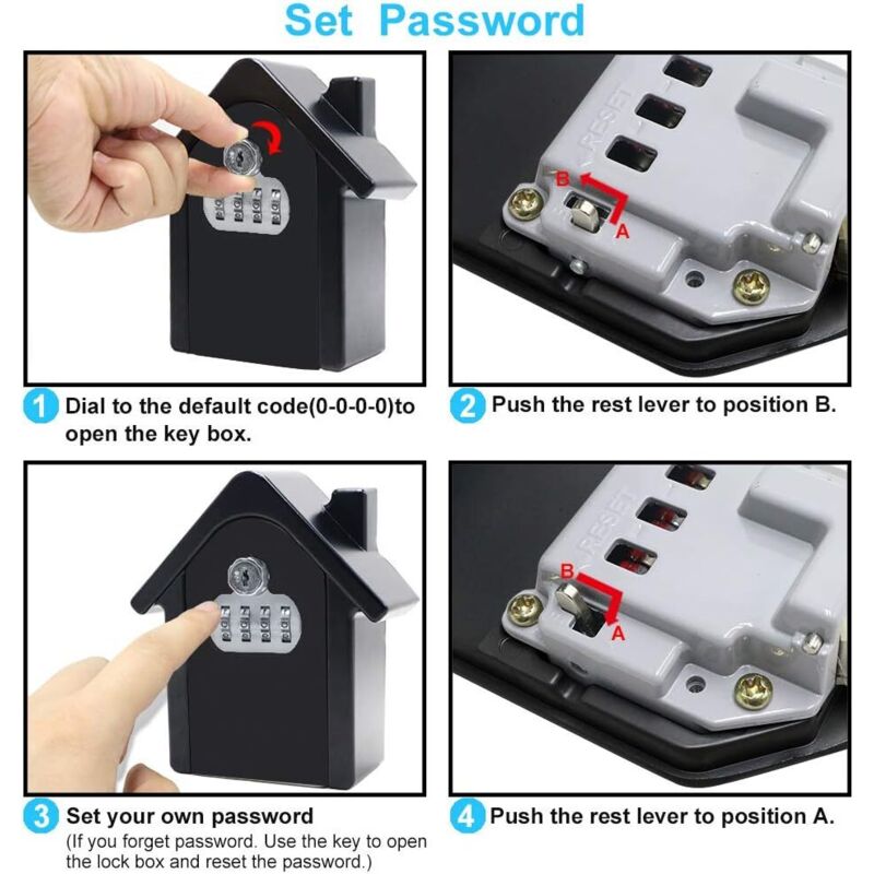 Wall Mounted Key Safe Box With Digital Code & Emergency Keys, Large Key Safe Box Xl Size Outdoor Key Safe For Home, - Image 4