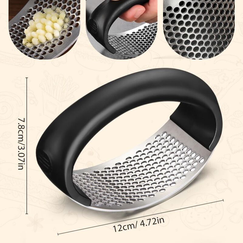 Stainless Steel ROcking Garlic Press - Cooking Appliance - Black & Gray 2Pc - Image 2